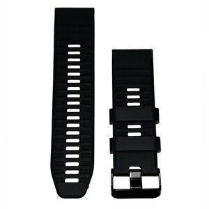 Watch Band 25mm Black w White Rubber Replacement For Nixon 51-30 Strap Garmin
